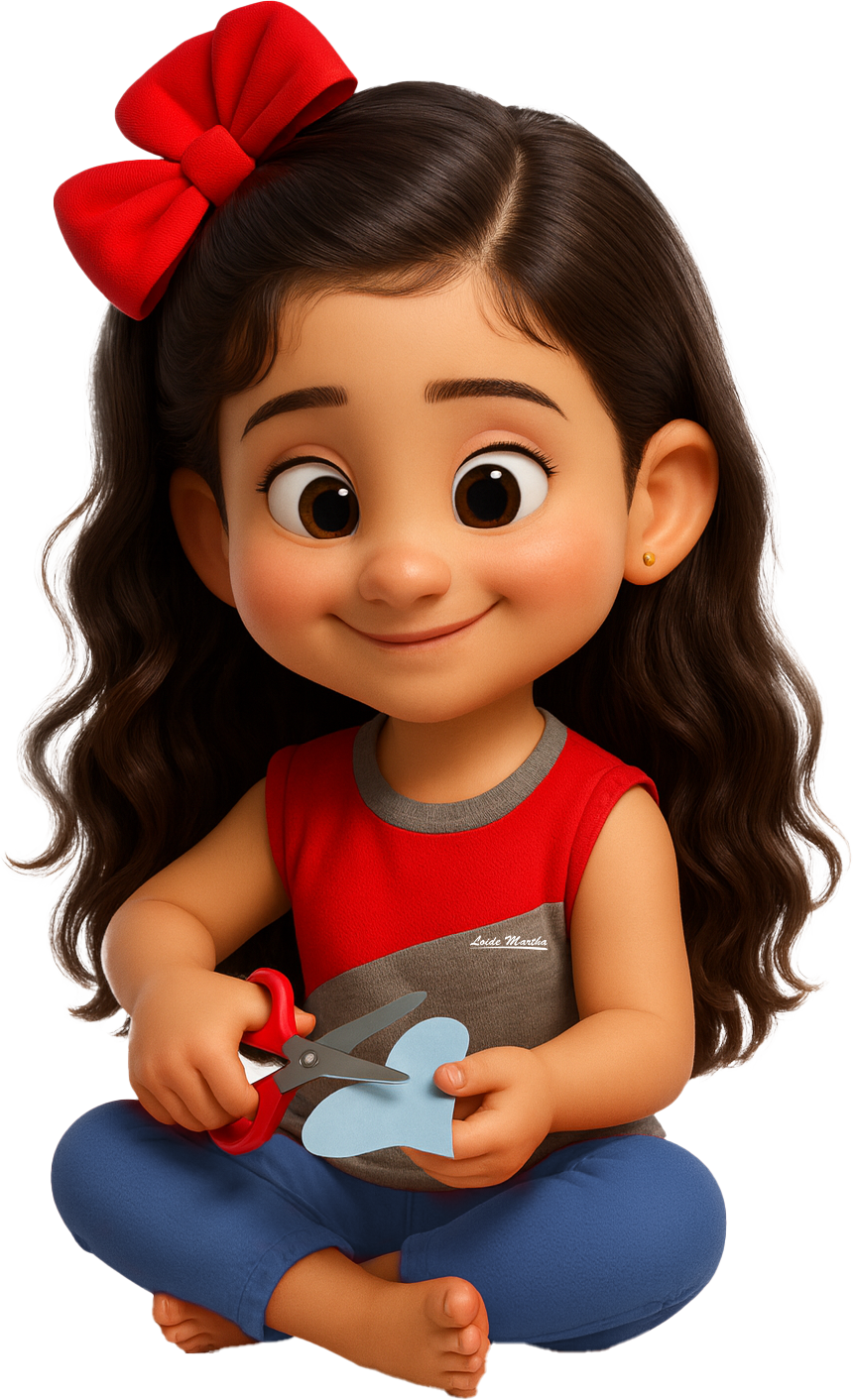 Menina cortando um coração de papel - página em construção